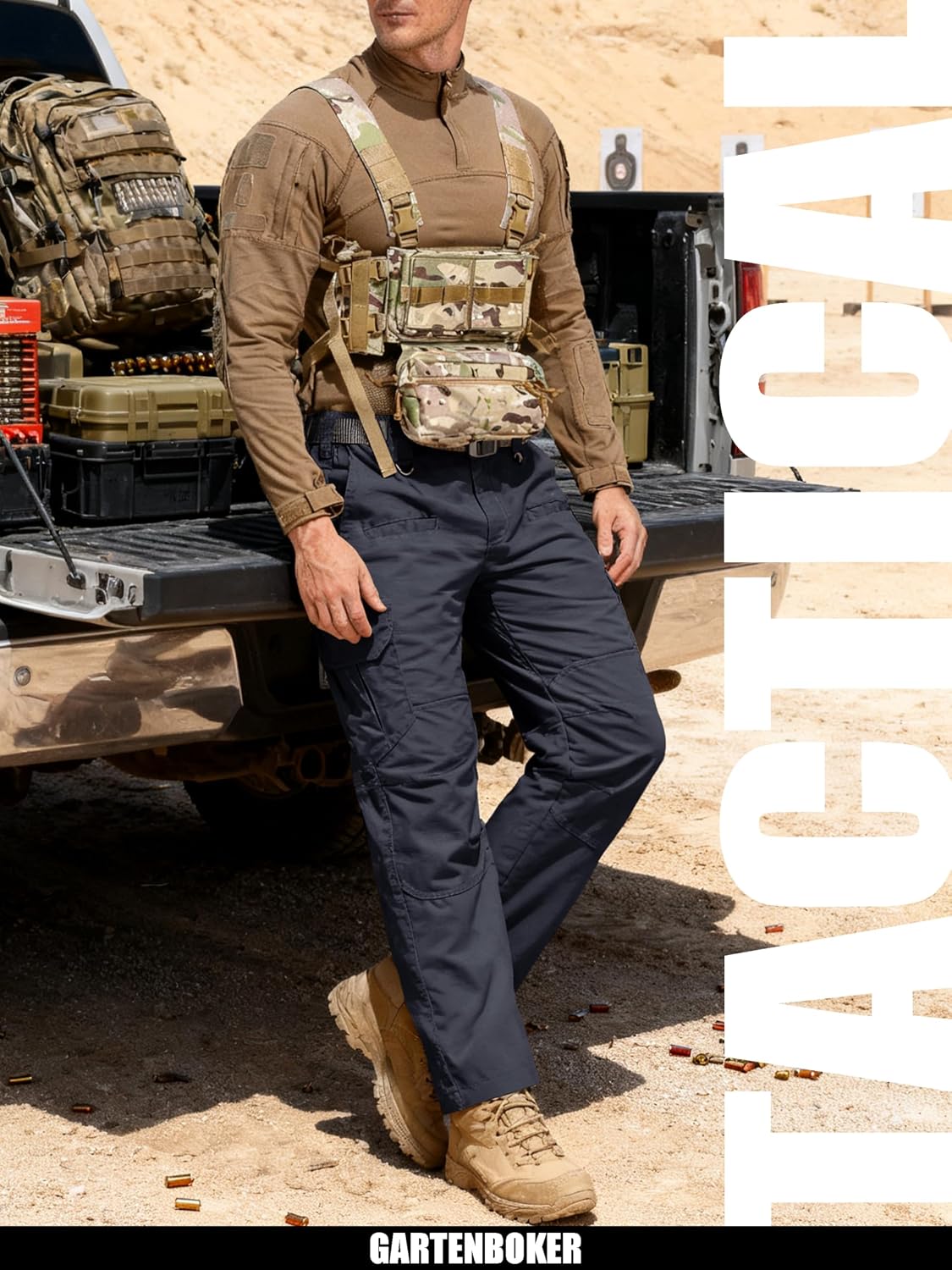 GARTENBOKER Men's Tactical Pants Lightweight Water Resistant Cargo Pants Flex Ripstop EDC Work Hiking Outdoor Pants