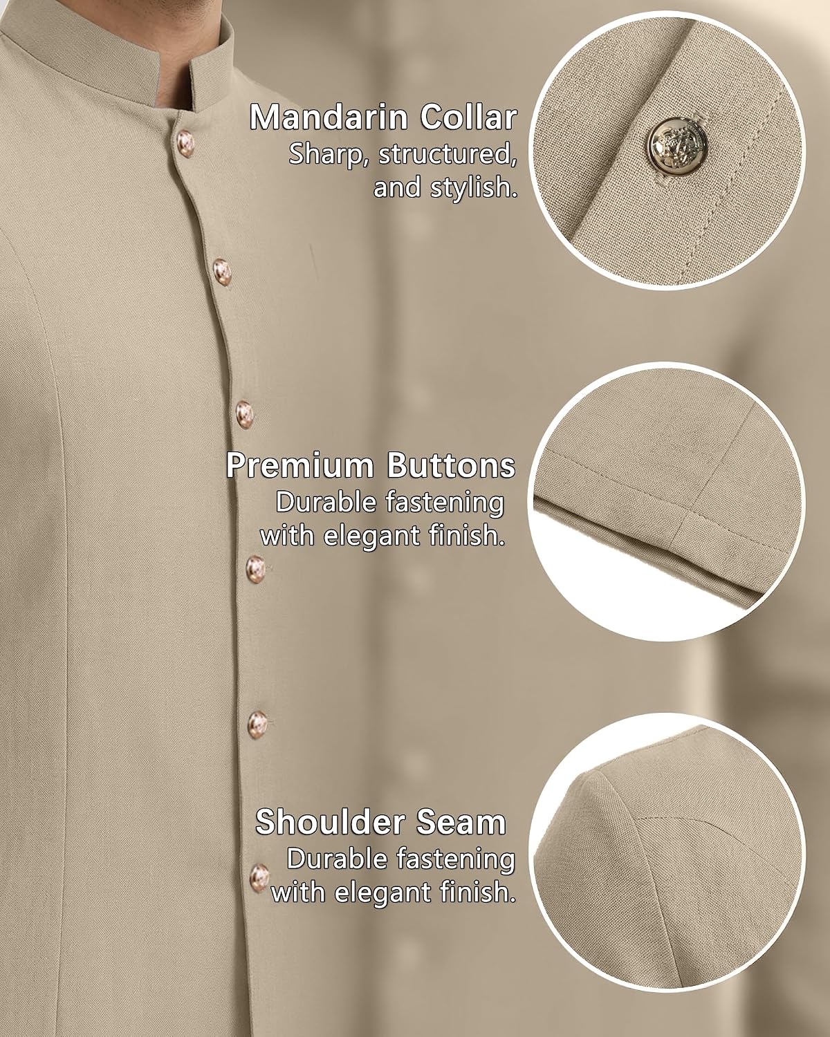 YAOHUOLE Mens Kurta Coats Indian Ethnic Royal Suits Jubba Thobe for Men