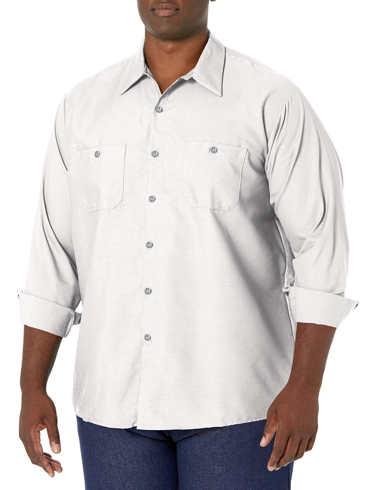 Red Kap Men's Long Sleeve Industrial Work Shirt | Moisture Wicking Button Up, Wrinkle Resistance Fights Fading & Stains