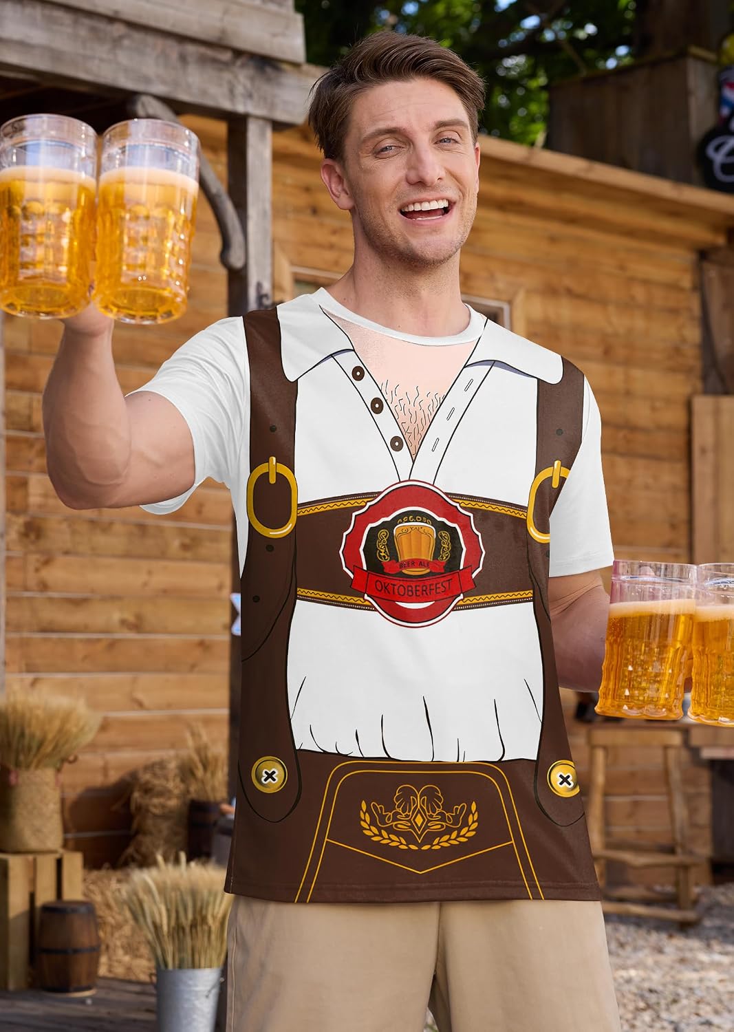 Arvilhill Men's Oktoberfest T-Shirt Funny Lederhosen Graphic Bavarian Tee