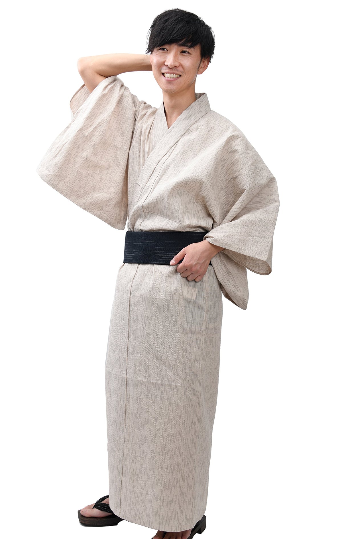 Edoten Men's Kimono Japan Shijira Weaving Yukata
