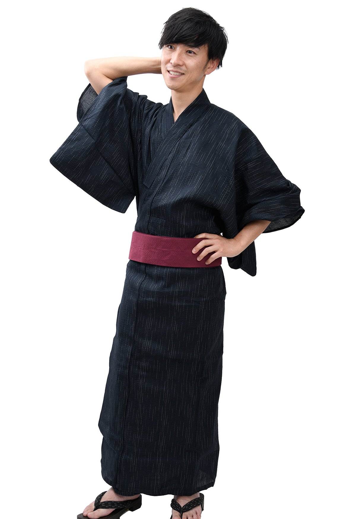 Edoten Men's Kimono Japan Shijira Weaving Yukata