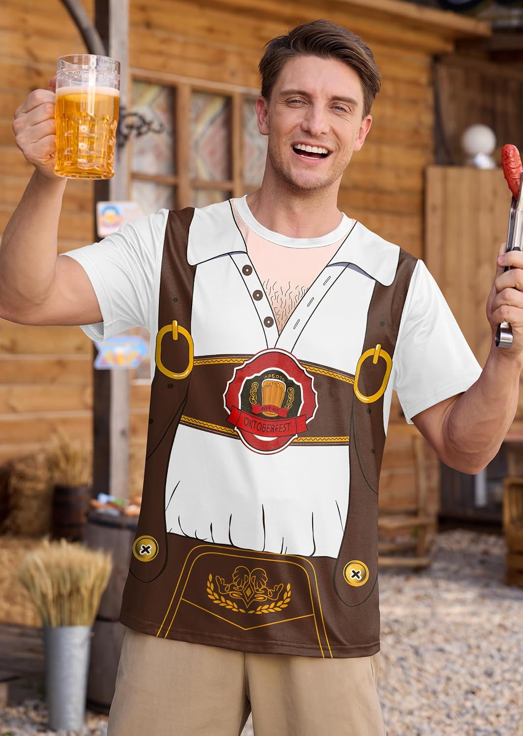 Arvilhill Men's Oktoberfest T-Shirt Funny Lederhosen Graphic Bavarian Tee