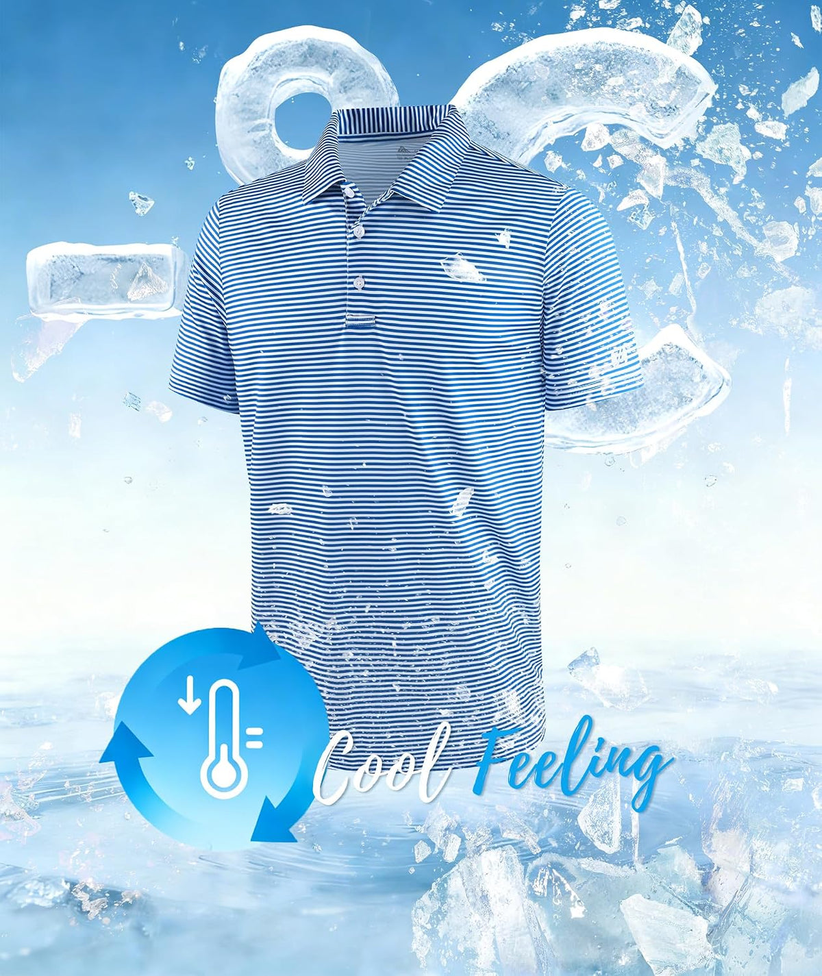 ZITY Mens Golf Shirt Short Sleeve UPF 50+ Performance Striped Polo Shirts