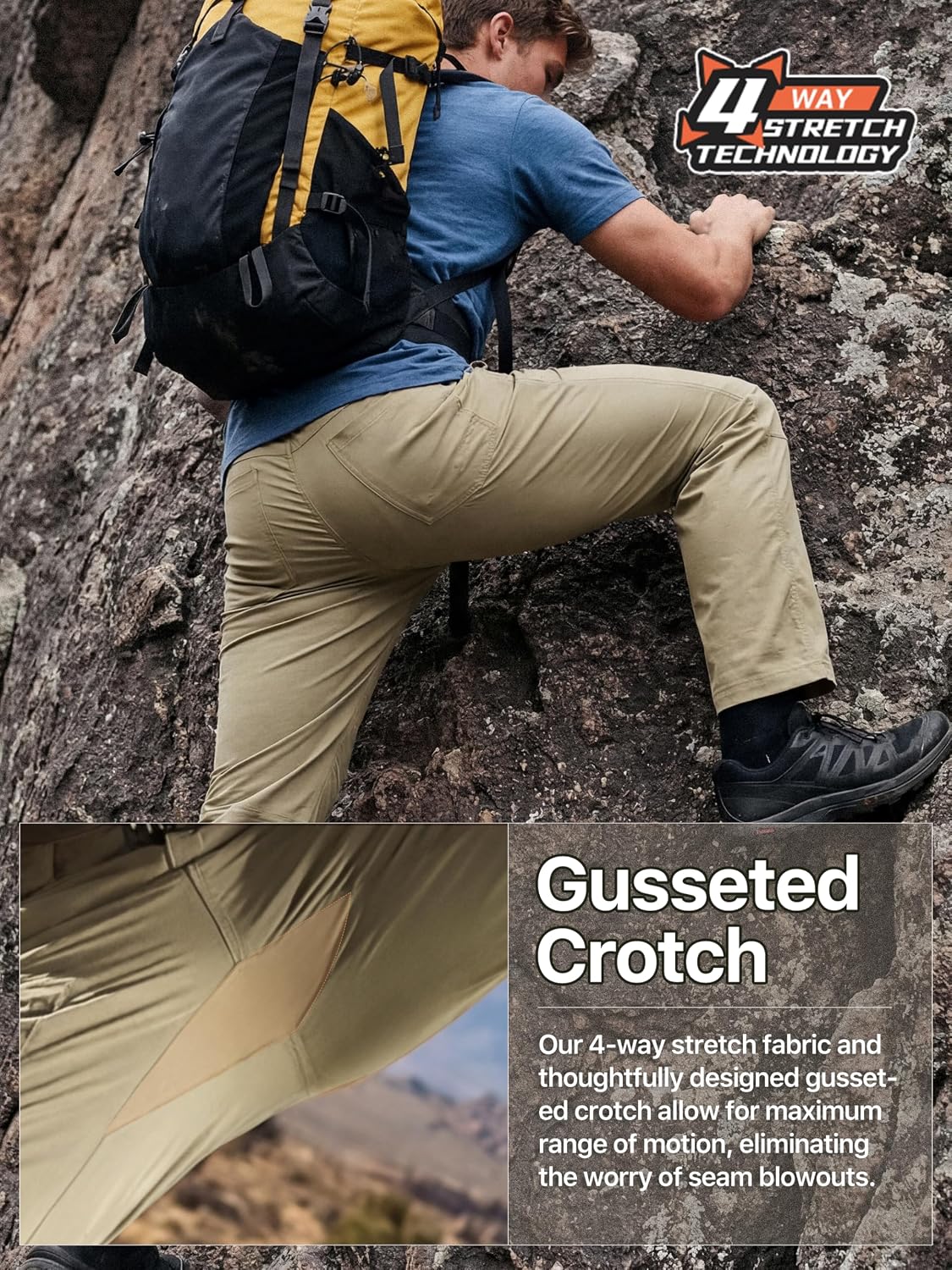 FREE SOLDIER Men's Outdoor Cargo Hiking Pants with Belt
