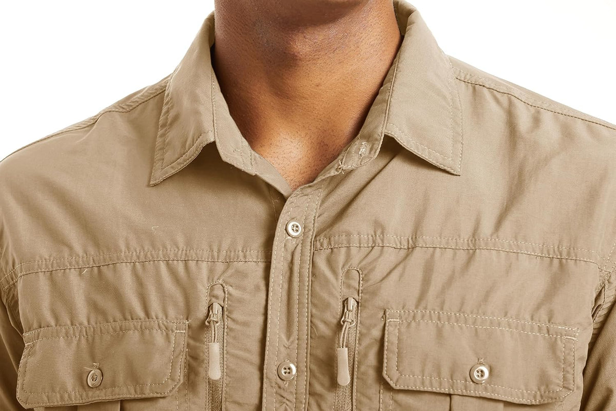 MAGCOMSEN Men's Long Sleeve Fishing Shirts Button Down Hiking Safari