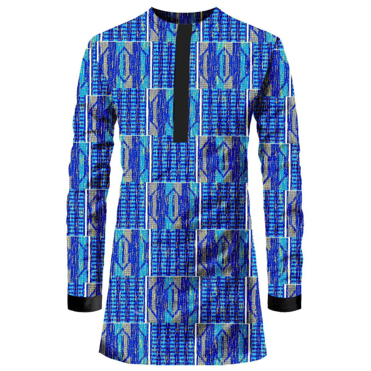 African Men Shirt Slim Fit Hidden Button Dashiki Print Cotton Cloth Top