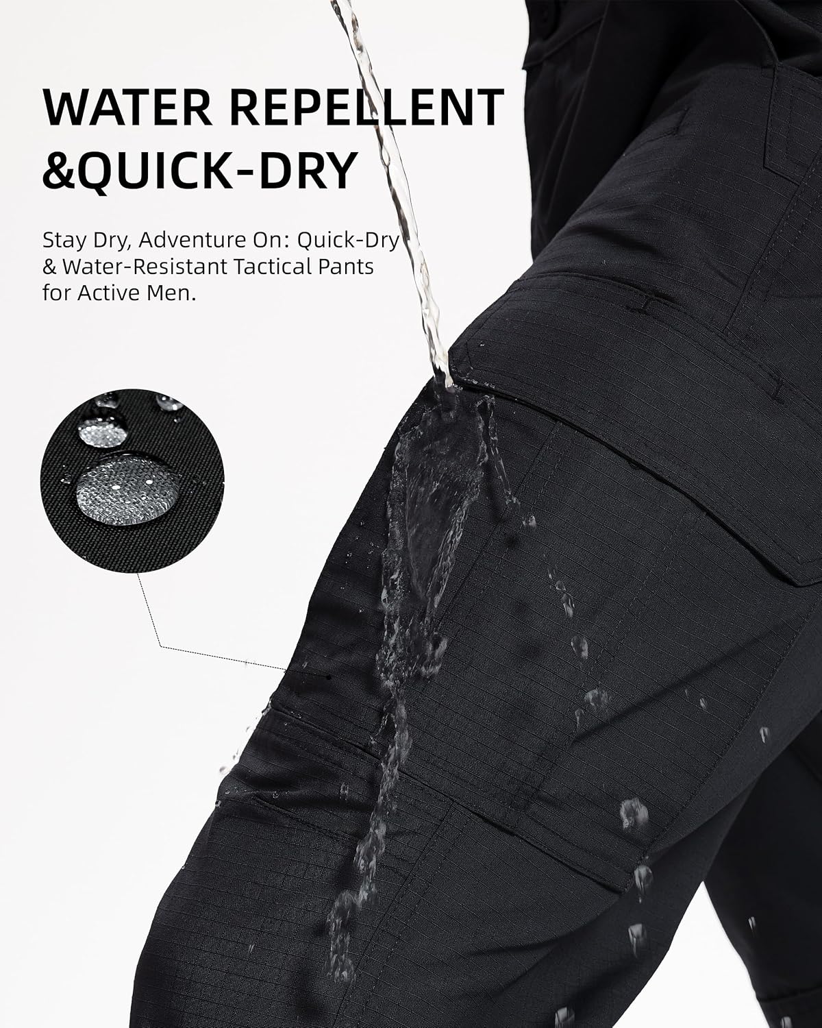 Tactical Work Cargo Hiking Mens Pants-Ripstop Breathable Lightweight Water Resistant-EDC with 8 Pocket