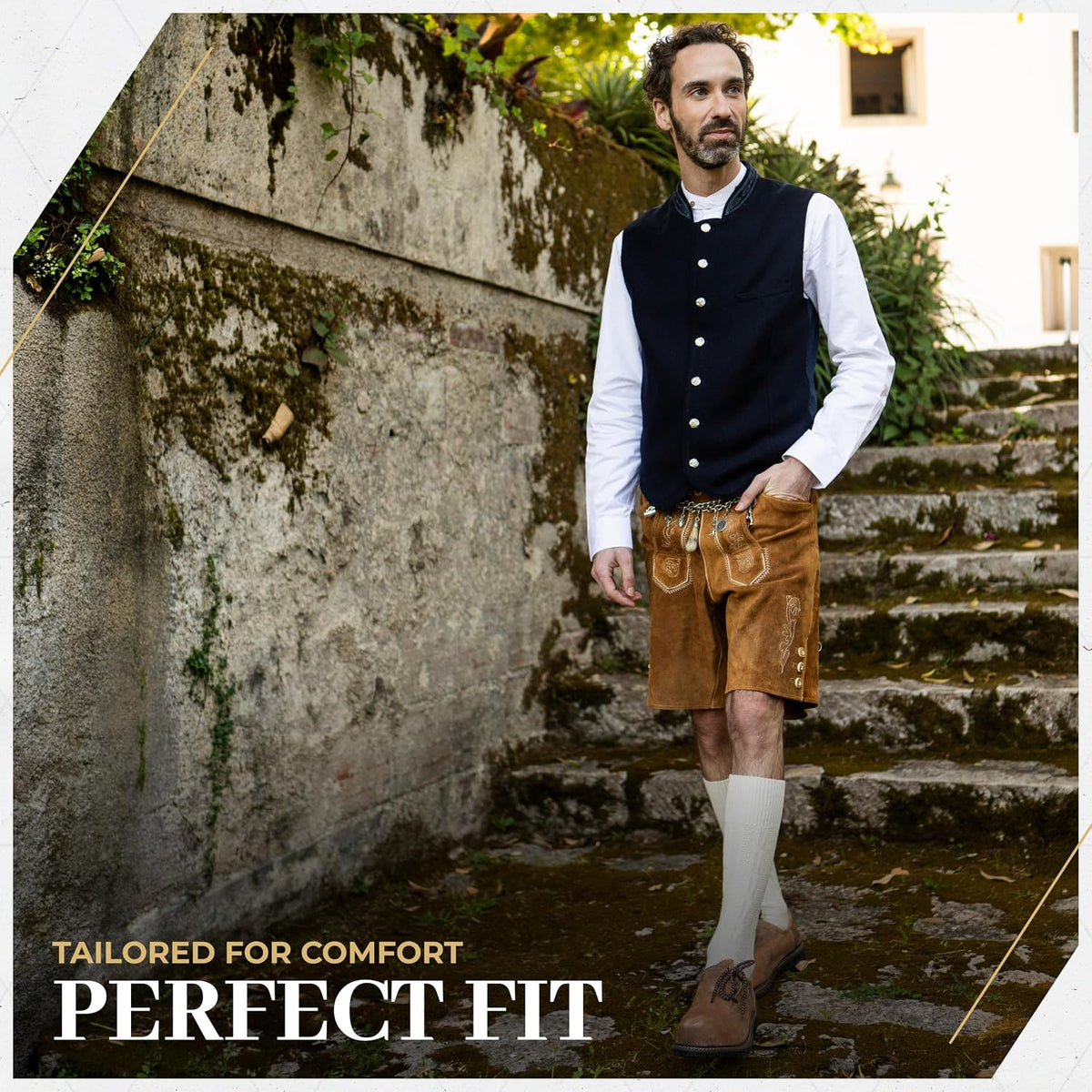 BAVARIA TRACHTEN Men's Oktoberfest Lederhosen Vest Trachten Waistcoat Vest