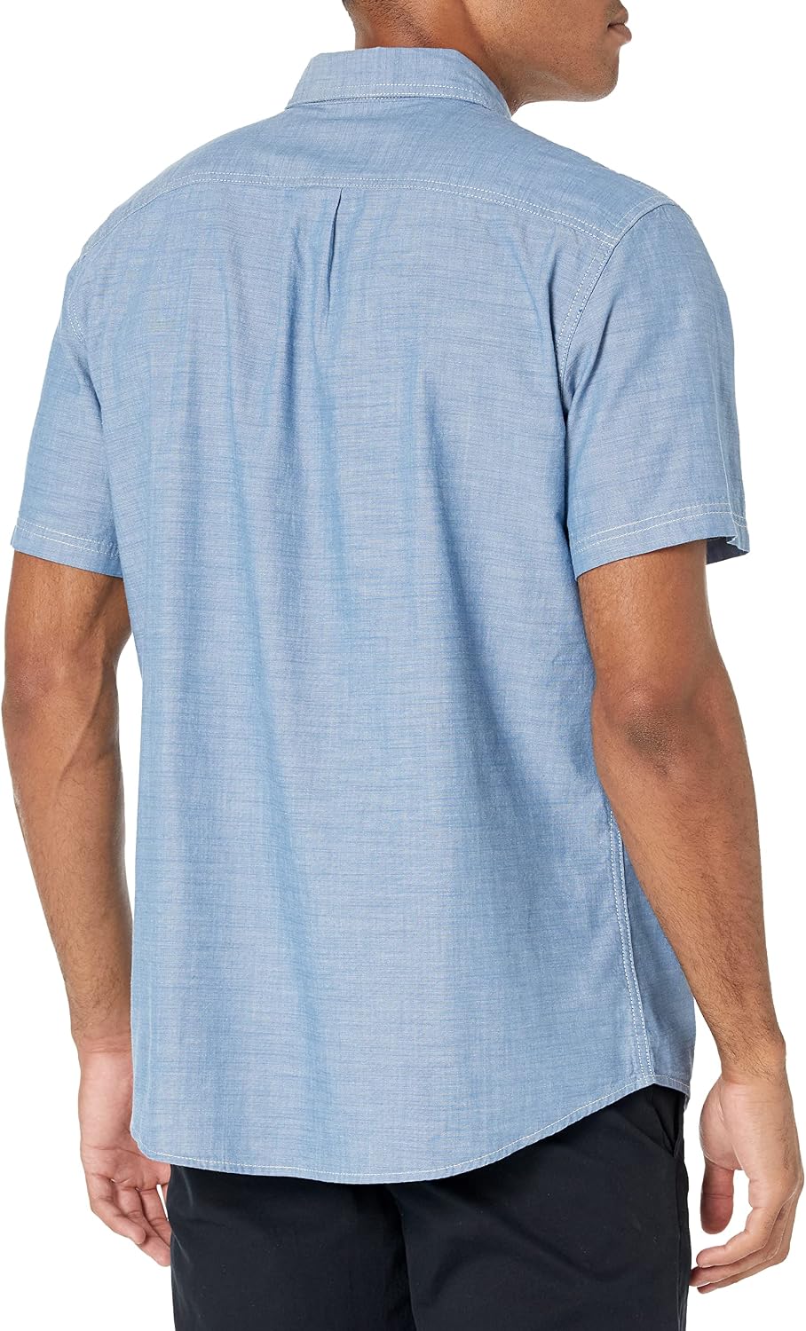Amazon Essentials Men's Regular-Fit Short-Sleeve Button-Down 100% Cotton Chambray Shirt