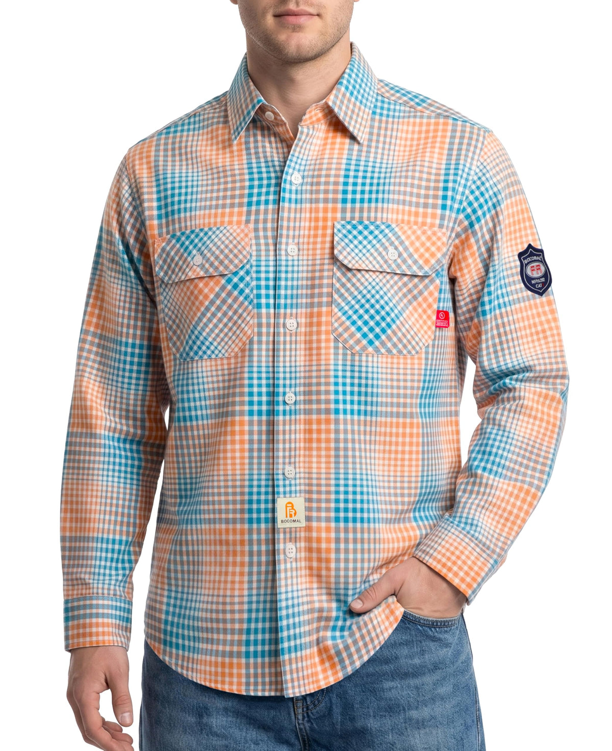 BOCOMAL Men's FR Shirts 6.25oz Lightweight Flame Resistant Welding Workwear
