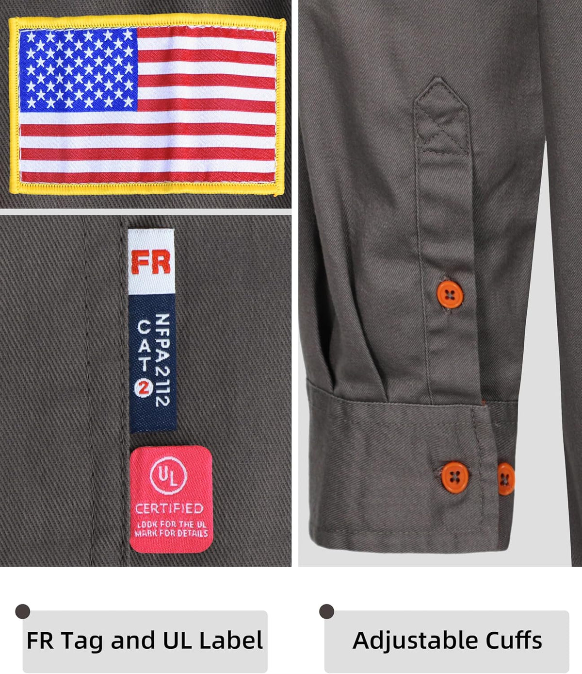 BOCOMAL FR Shirts for Men Button Down Lightweight Contrast Welding Workwear