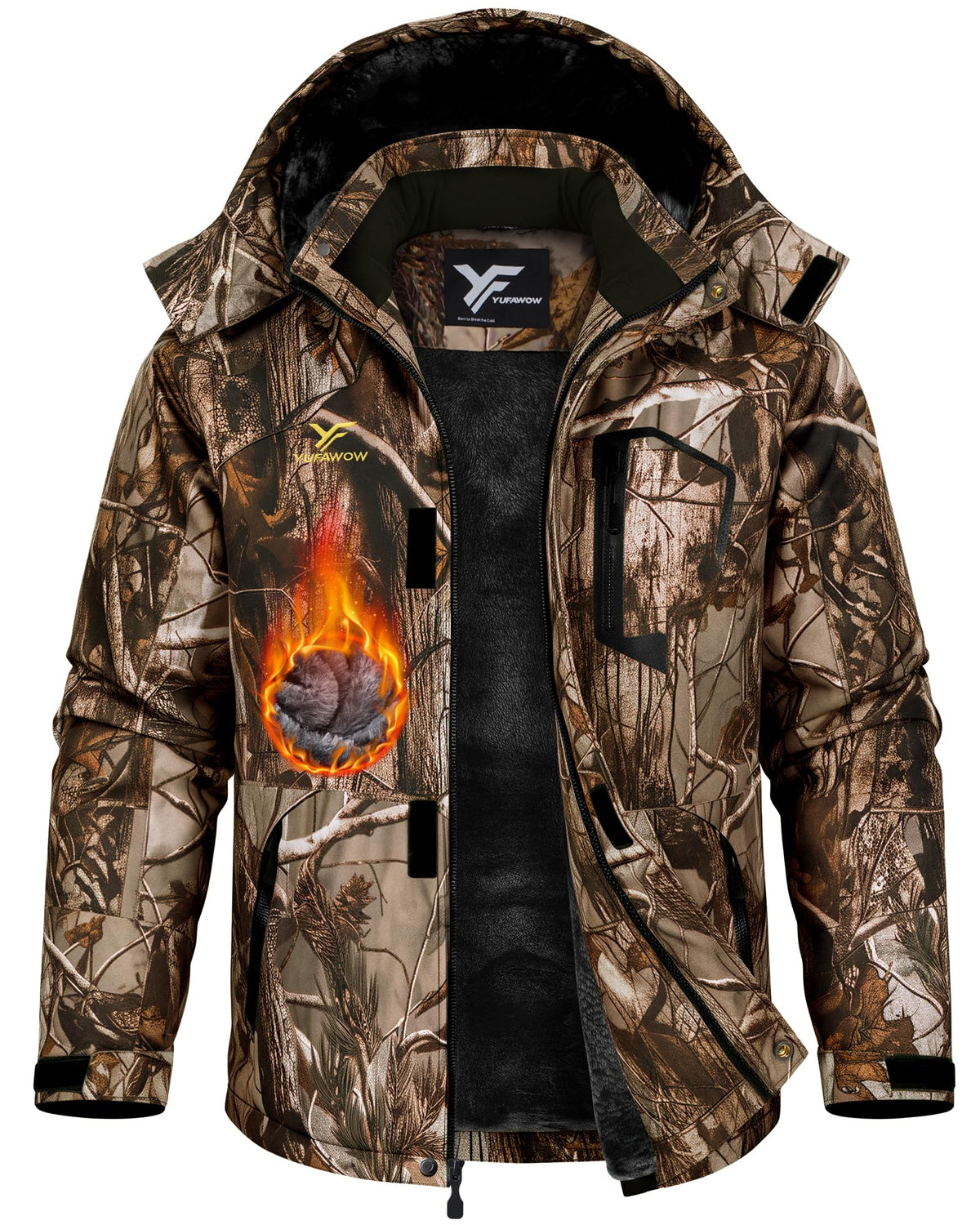 Men Winter Jacket Waterproof Windbreaker Warm Fleece Lined for Winter Outdoor Work Sports Skiing Snowboard Camping Hiking