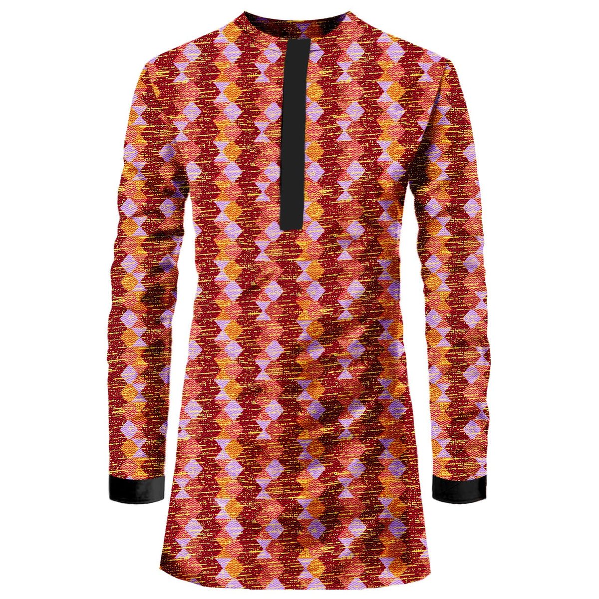 African Men Shirt Slim Fit Hidden Button Dashiki Print Cotton Cloth Top