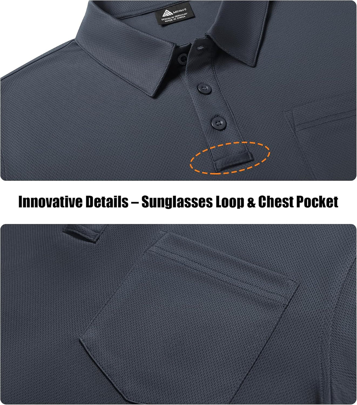 ZITY 3 Pack Long Sleeve Polo Shirts for Men with Pocket Moisture Wicking Outdoor Workwear Office Casual Collared Shirts Fall